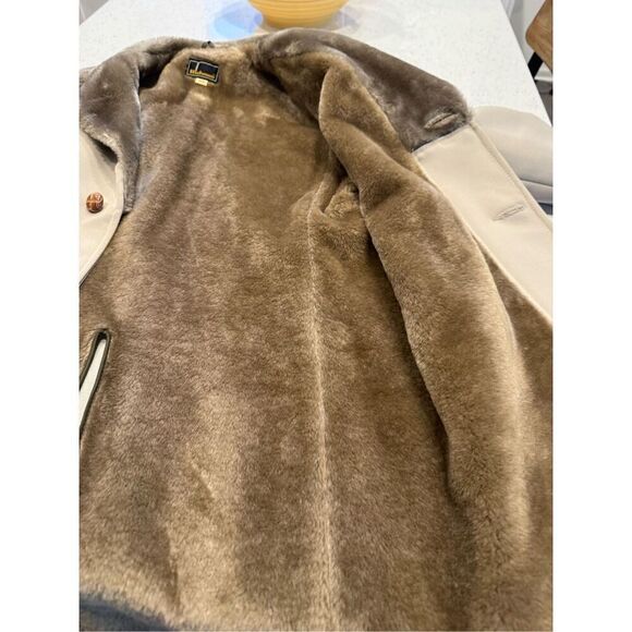 Vintage Richman Men's Button Front Faux Fur Lined Jacket Coat Tan Size 42 - Picture 9 of 15